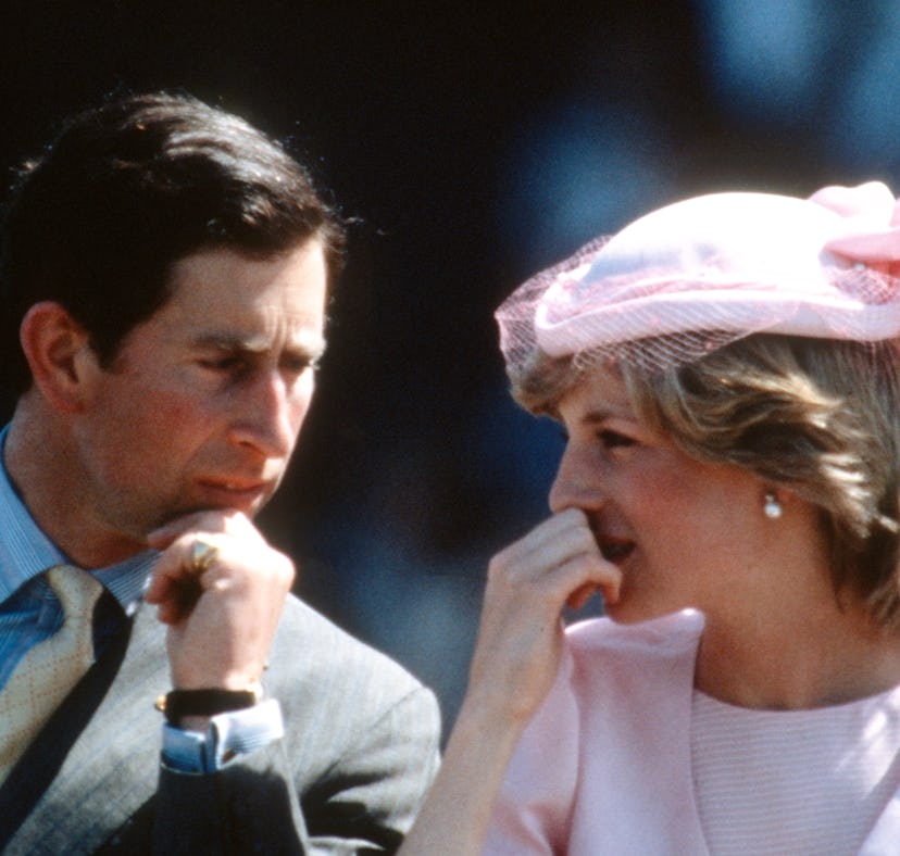 Prince Charles, Prince of Wales and Diana, Princess of Wales, wearing a pale pink dress designed by ...
