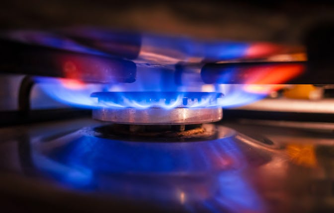Gas Flames on gas ring close up