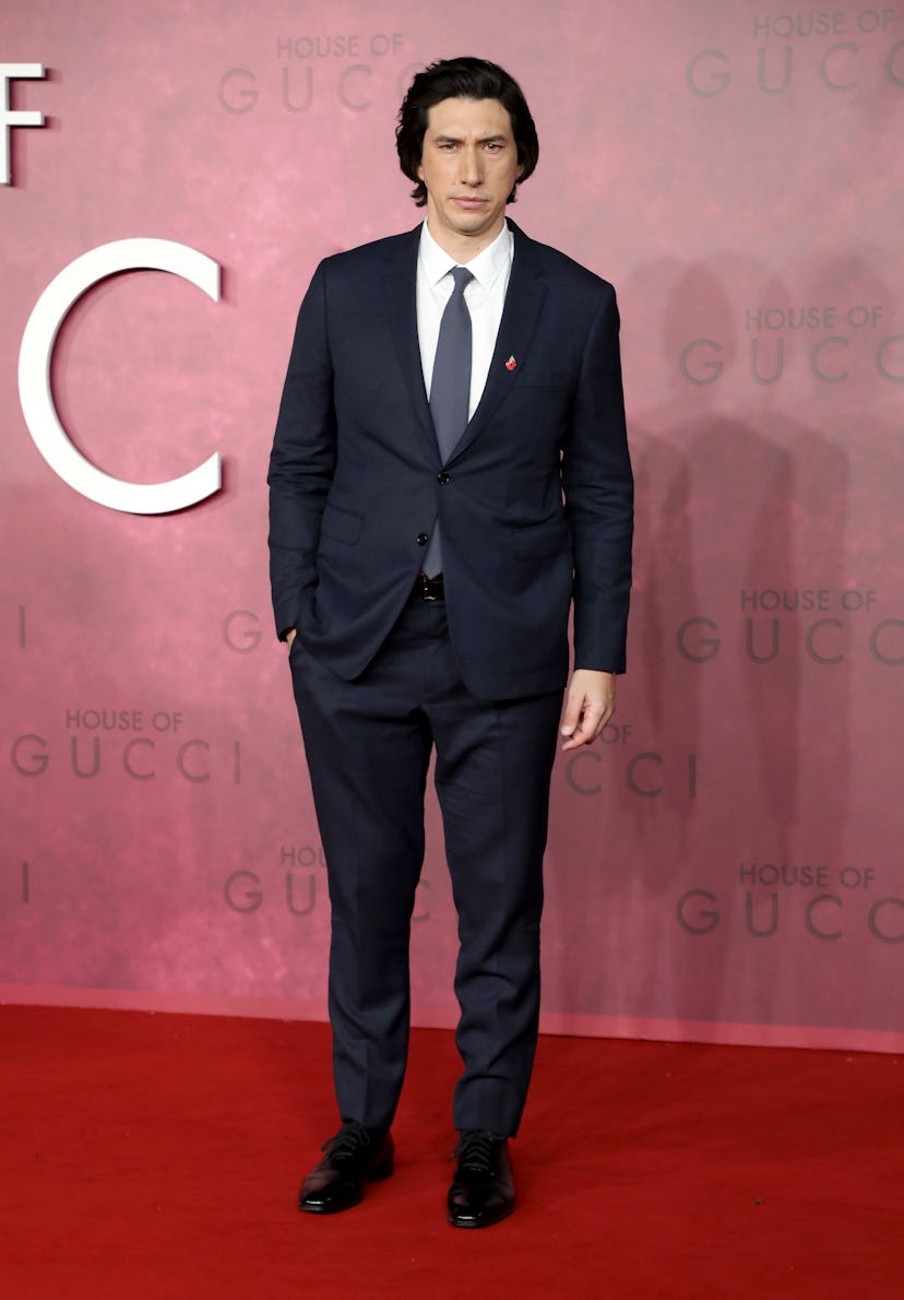 LONDON, ENGLAND - NOVEMBER 09:  Adam Driver attends the UK Premiere Of "House of Gucci" at the Odeon...