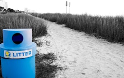 Litter barrel at Myrtle Beach South Carolina USA - travel and tourism, environment . (Photo by: Univ...