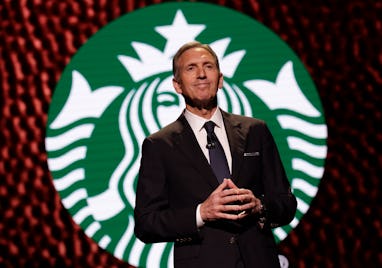 Starbucks Chairman and CEO Howard Schultz speaks at the Annual Meeting of Shareholders in Seattle, W...