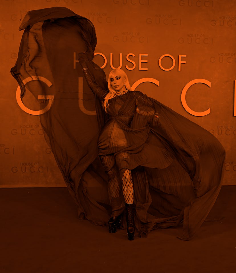 LONDON, ENGLAND - NOVEMBER 09: Lady Gaga attends the UK Premiere Of "House of Gucci" at Odeon Luxe L...