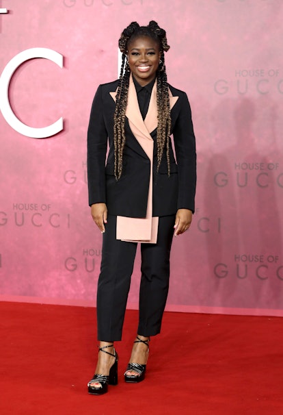 LONDON, ENGLAND - NOVEMBER 09:  Clara Amfo attends the UK Premiere Of "House of Gucci" at the Odeon ...