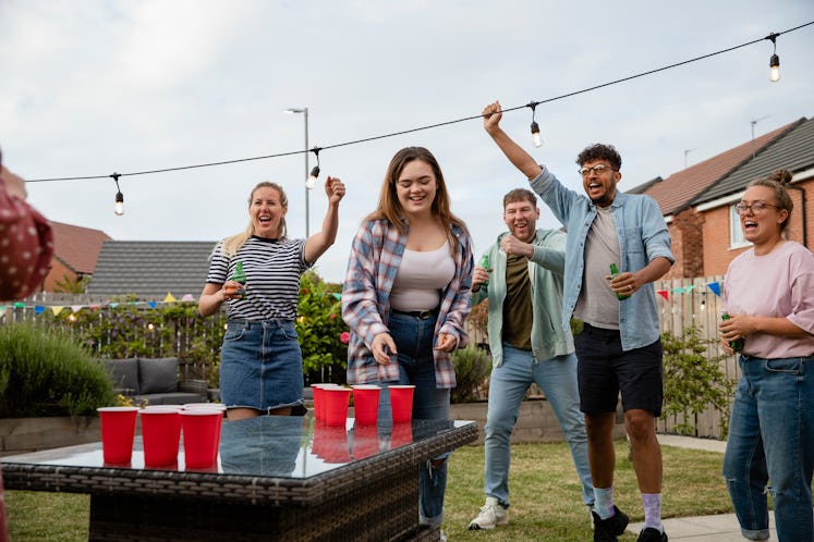 If you're planning an outdoor celebrate, beer pong is a great Friendsgiving drinking game.