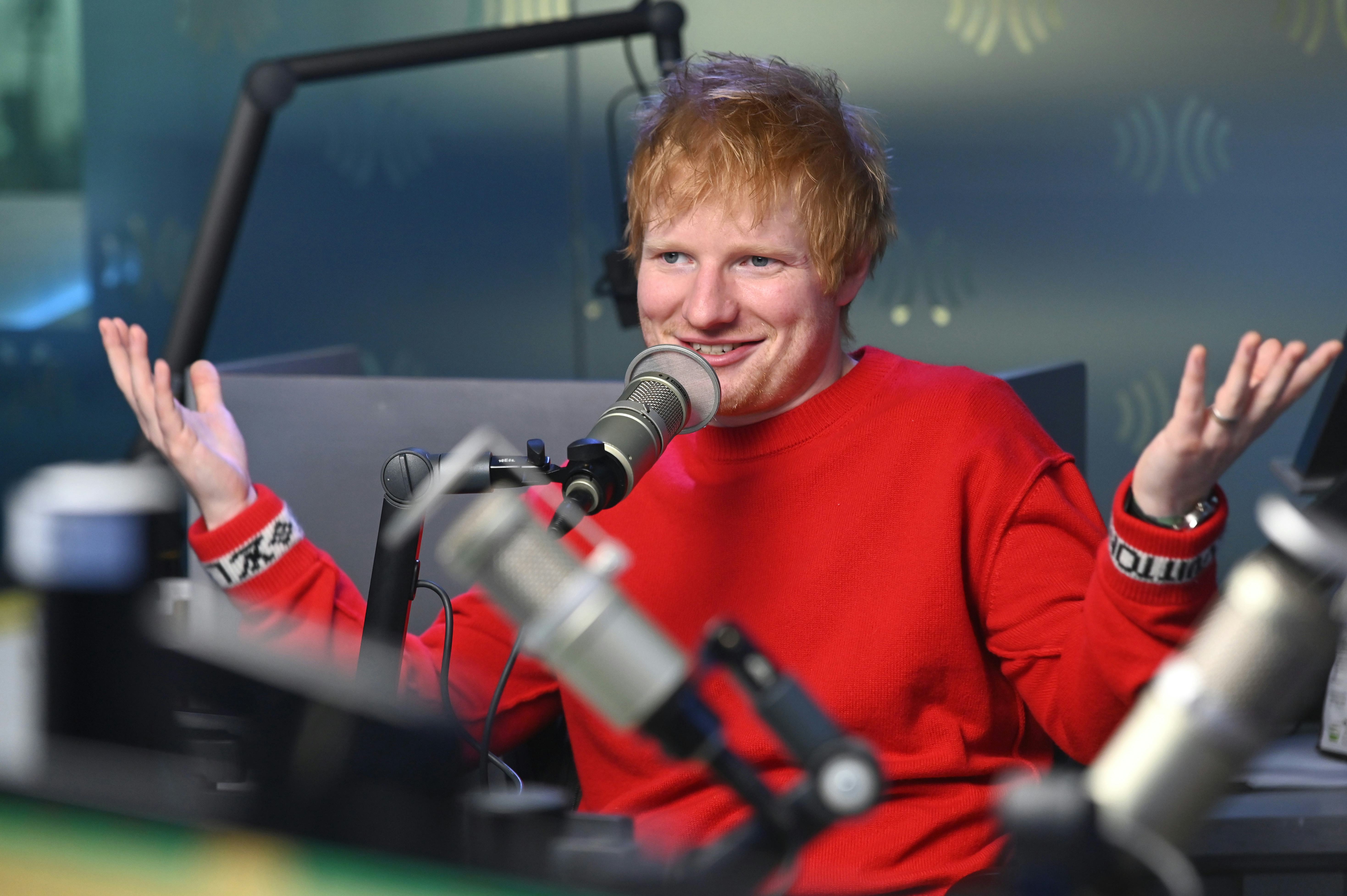 NEW YORK, NEW YORK - NOVEMBER 08: Ed Sheeran visits The SiriusXM Studios In New York City on Novembe...
