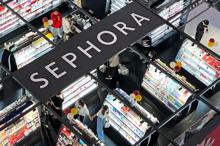 BEIJING, CHINA - MAY 09: Customers shop for clothes at a Sephora store at Wanda Plaza on May 9, 2021...