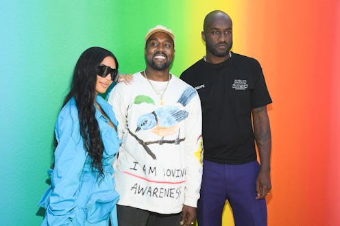 PARIS, FRANCE - JUNE 21: (L-R) Kim Kardashian, Kanye West and Virgil Abloh after the Louis Vuitton M...