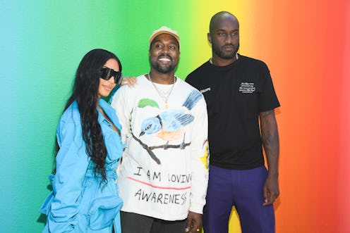 PARIS, FRANCE - JUNE 21: (L-R) Kim Kardashian, Kanye West and Virgil Abloh after the Louis Vuitton M...