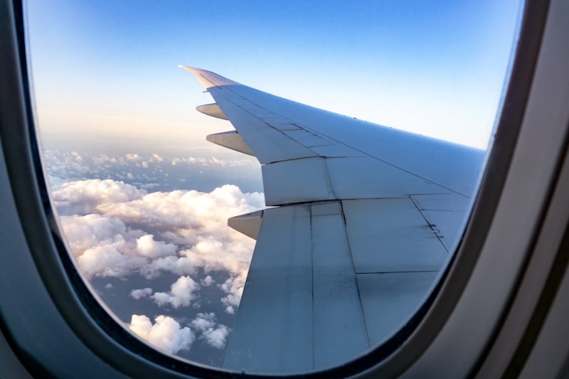 view of the window of an airplane