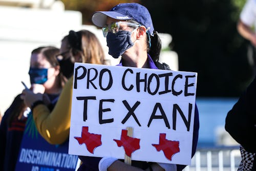 WASHINGTON, USA - NOVEMBER 01: Pro-choice demonstrators protest outside of the US Supreme Court in W...