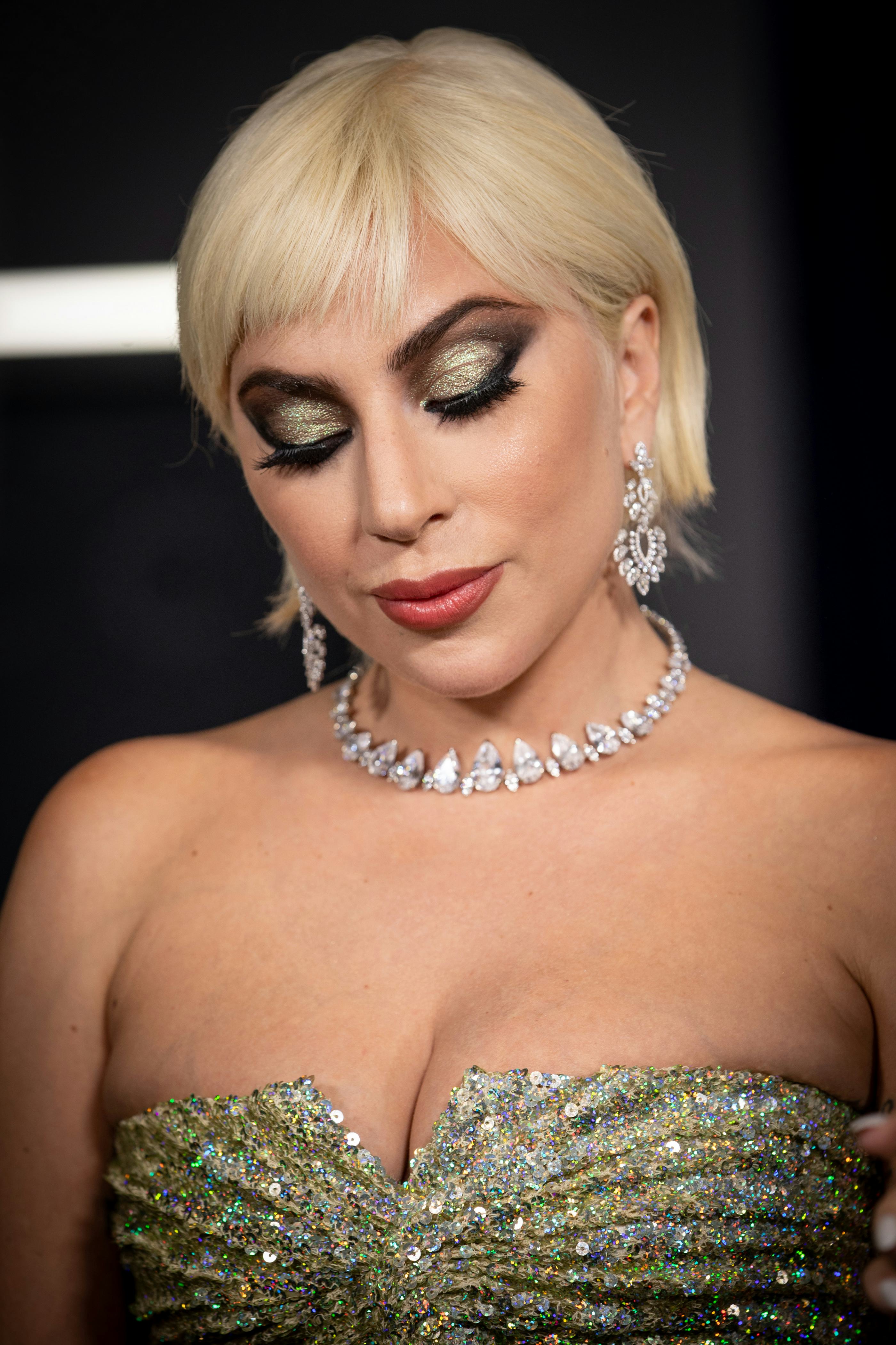 Lady Gaga with a New Year's Eve makeup look.