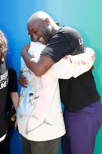 PARIS, FRANCE - JUNE 21:  Kanye West and Stylist Virgil Abloh pose after the Louis Vuitton Menswear ...