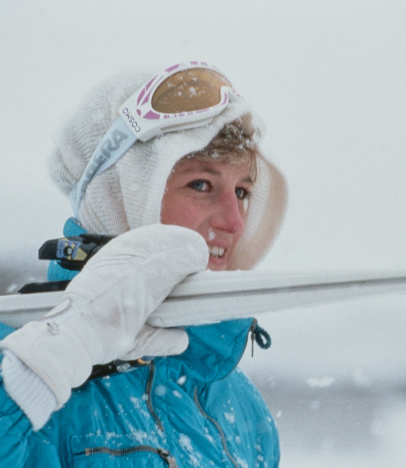 Diana, Princess of Wales  (1961 - 1997) during a skiing holiday in Lech, Austria, 29th March 1992.  ...