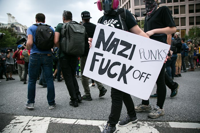 Rally and March Against the Fascists in Washington, D.C., U.S., on Sunday, Aug. 12, 2018. The rally,...