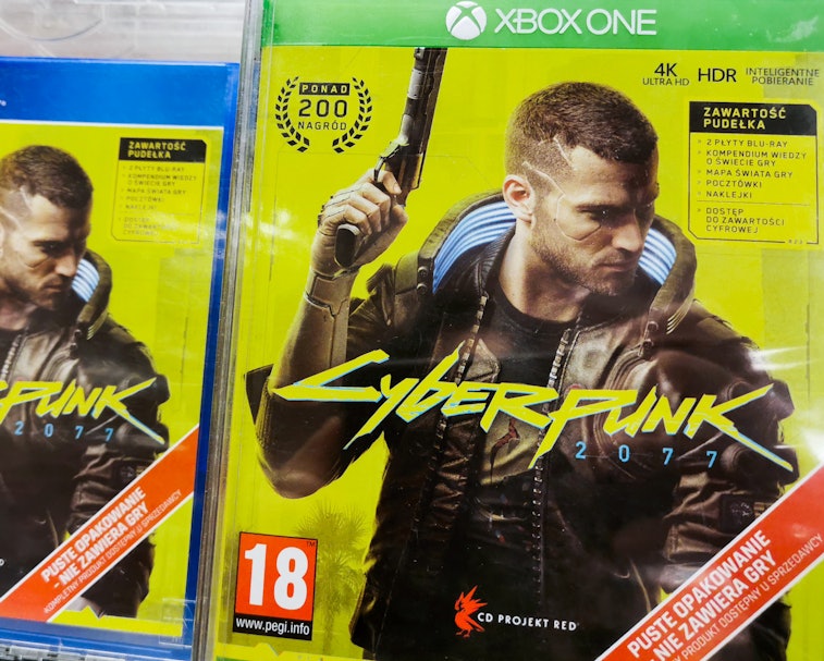 Video game Cyberpunk 2077 is pictured in a store in Krakow, Poland on January 4th, 2021. A worldwide...