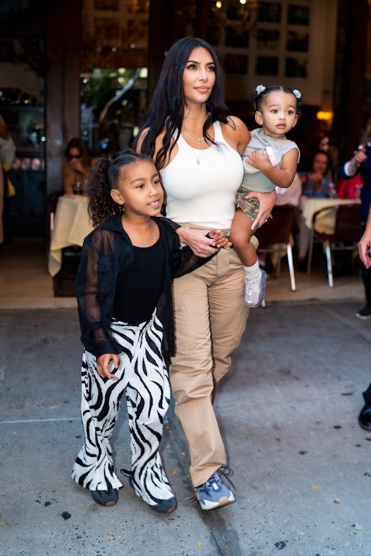 NEW YORK, NEW YORK - SEPTEMBER 29: Kim Kardashian is seen with her children North, Saint and Chicago...