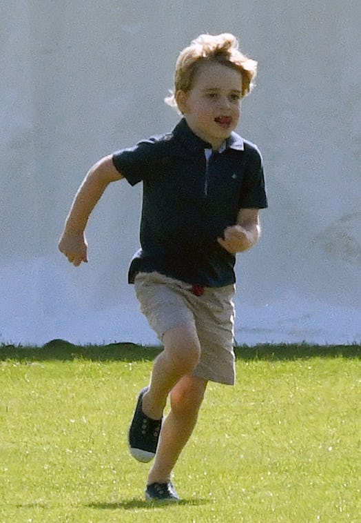 Prince George of Cambridge enjoys running around during the Maserati Royal Charity polo, 2018.