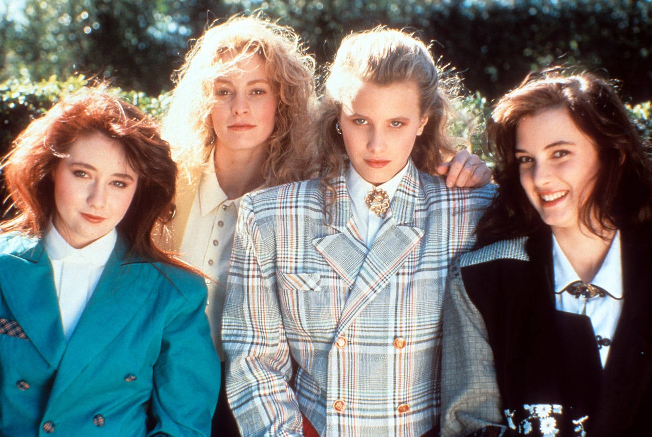 From left to right, Shannen Doherty, Lisanne Falk, Kim Walker and Winona Ryder on set of the film 'H...