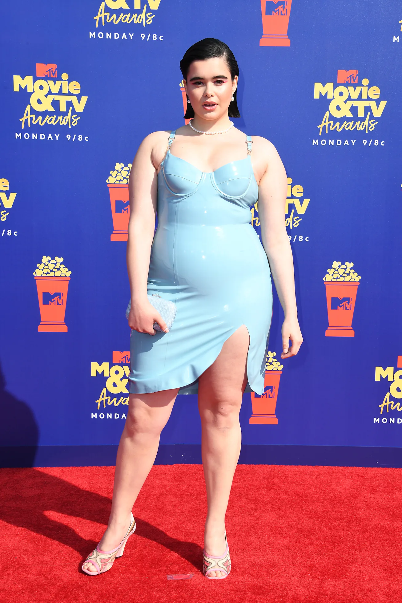 barbie ferreira blue dress How Barbie Ferreira Got Ready for the 2026 Oscars in Gap