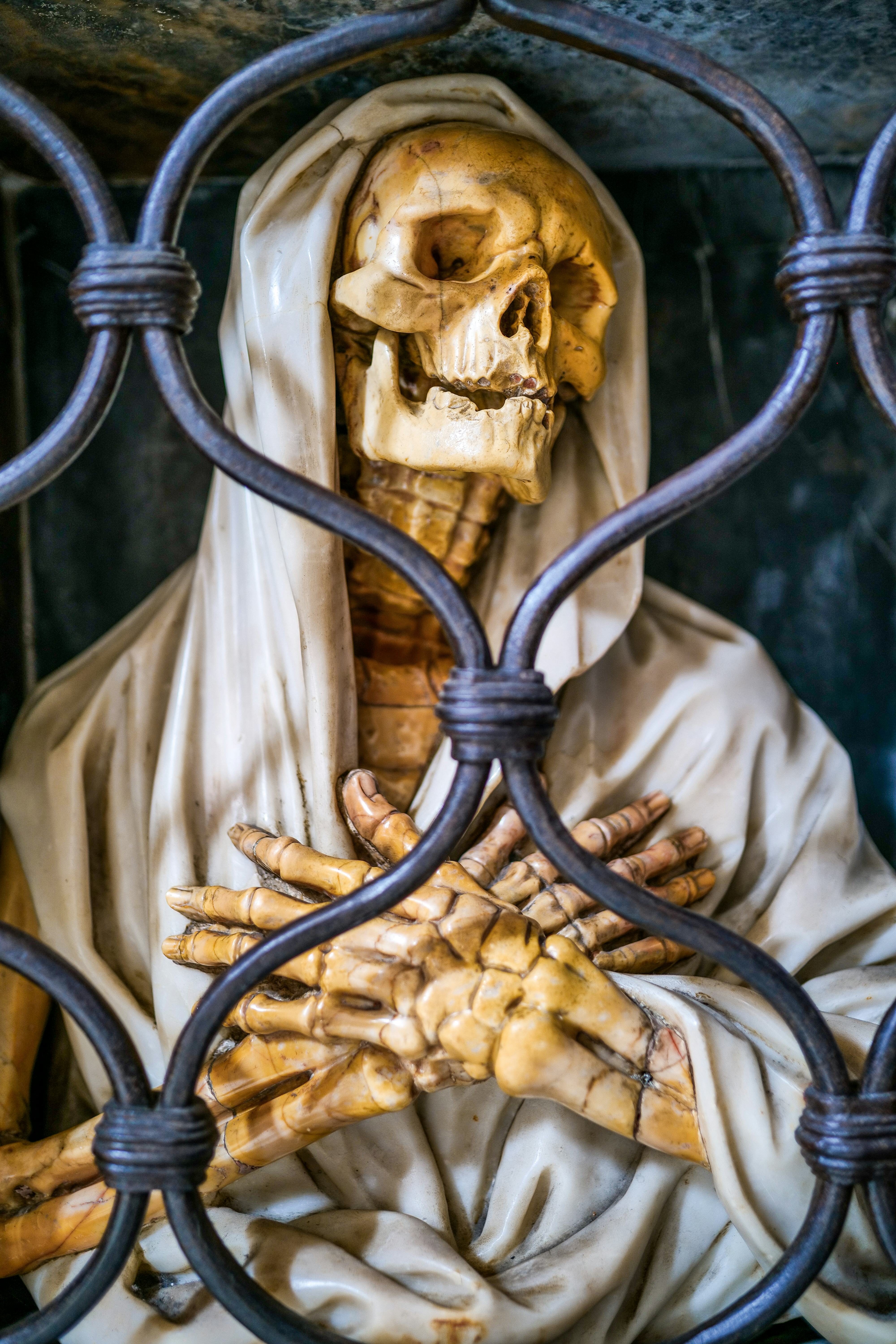 Rome, Italy, May 10 -- An impressive figure of the death in a grave inside the church of Santa Maria...