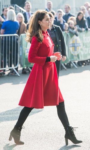 BELFAST, NORTHERN IRELAND - FEBRUARY 27:  Catherine, Duchess of Cambridge visits the National Stadiu...