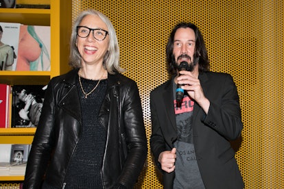 Alexandra Grant and actor Keanu Reeves attend the 'X Artists' books launch at Palais De Tokyo on Nov...