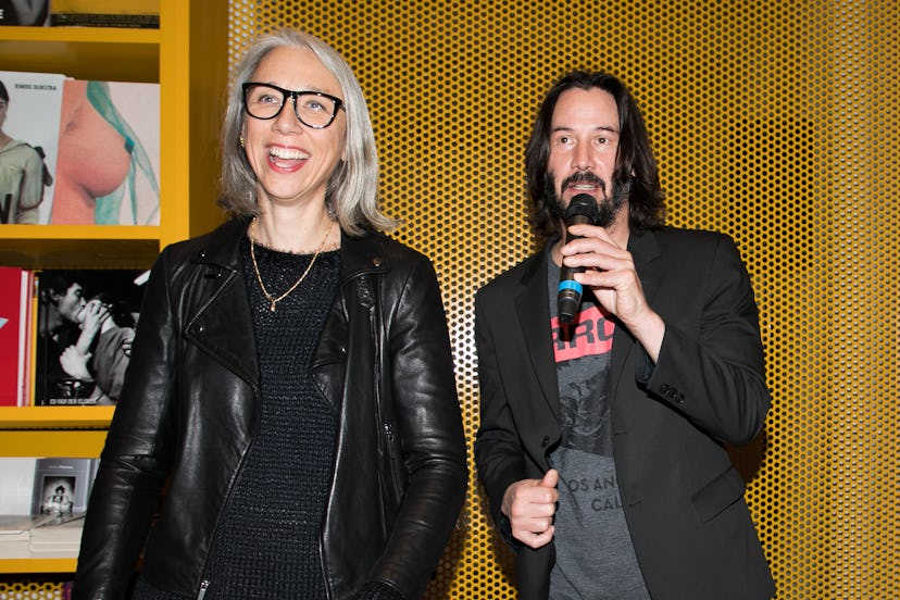 Alexandra Grant and actor Keanu Reeves attend the 'X Artists' books launch at Palais De Tokyo on Nov...