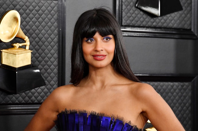 LOS ANGELES, CALIFORNIA - JANUARY 26: Jameela Jamil attends the 62nd Annual GRAMMY Awards at STAPLES...