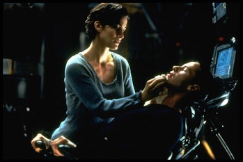 Carrie-Anne Moss and Keanu Reeves in The Matrix (Photo by Ronald Siemoneit/Sygma/Sygma via Getty Ima...