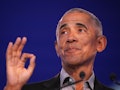 GLASGOW, SCOTLAND - NOVEMBER 08: Former US president Barack Obama speaks during day 9 of COP26 on No...