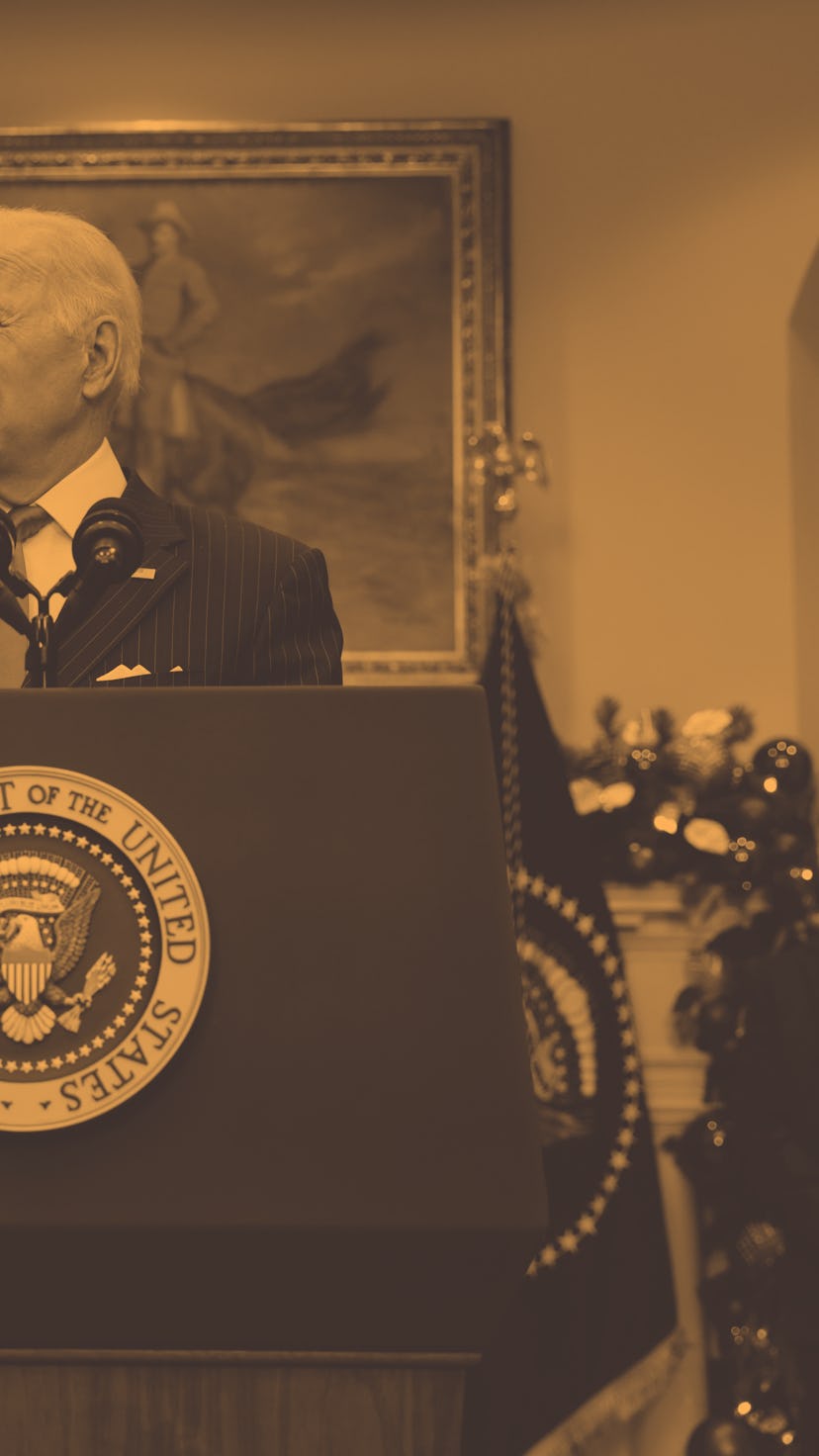 WASHINGTON, DC - NOVEMBER 29: U.S. President Joe Biden delivers remarks on the Omicron COVID-19 vari...