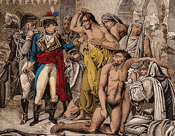 Colorized illustration (after an 1842 etching by Nicolas-Toussaint Charlet, based on an 1804 paintin...