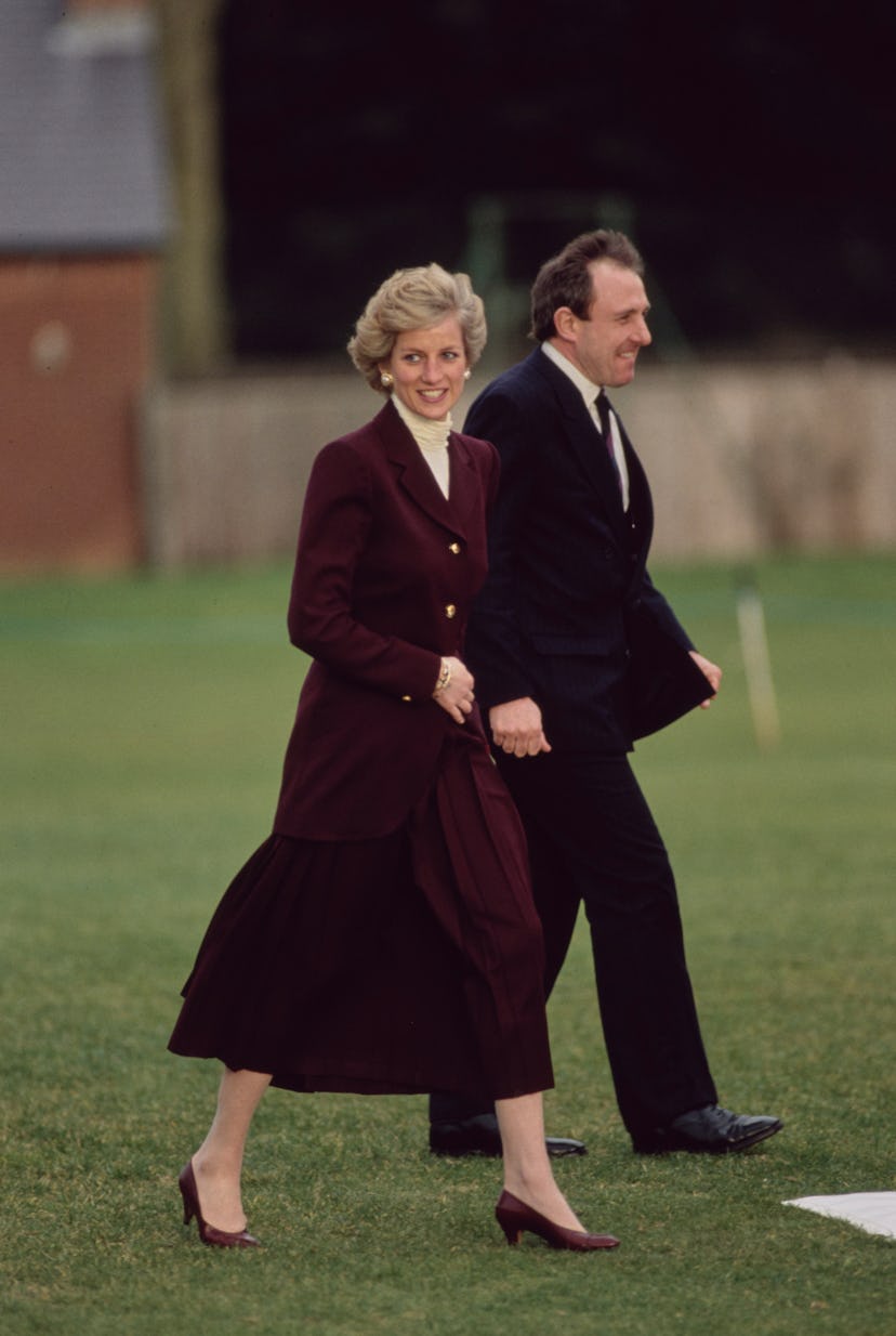 Princess Diana does a burgundy look for winter.
