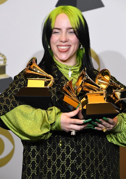 LOS ANGELES, CALIFORNIA - JANUARY 26: Billie Eilish poses at the 62nd Annual GRAMMY Awards at Staple...