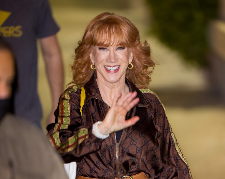 LOS ANGELES, CA - NOVEMBER 29: Kathy Griffin is seen at "Jimmy Kimmel Live" on November 29, 2021 in ...