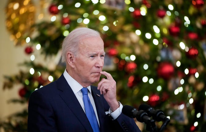 WASHINGTON, DC - DECEMBER 21: U.S. President Joe Biden speaks about the omicron variant of the coron...