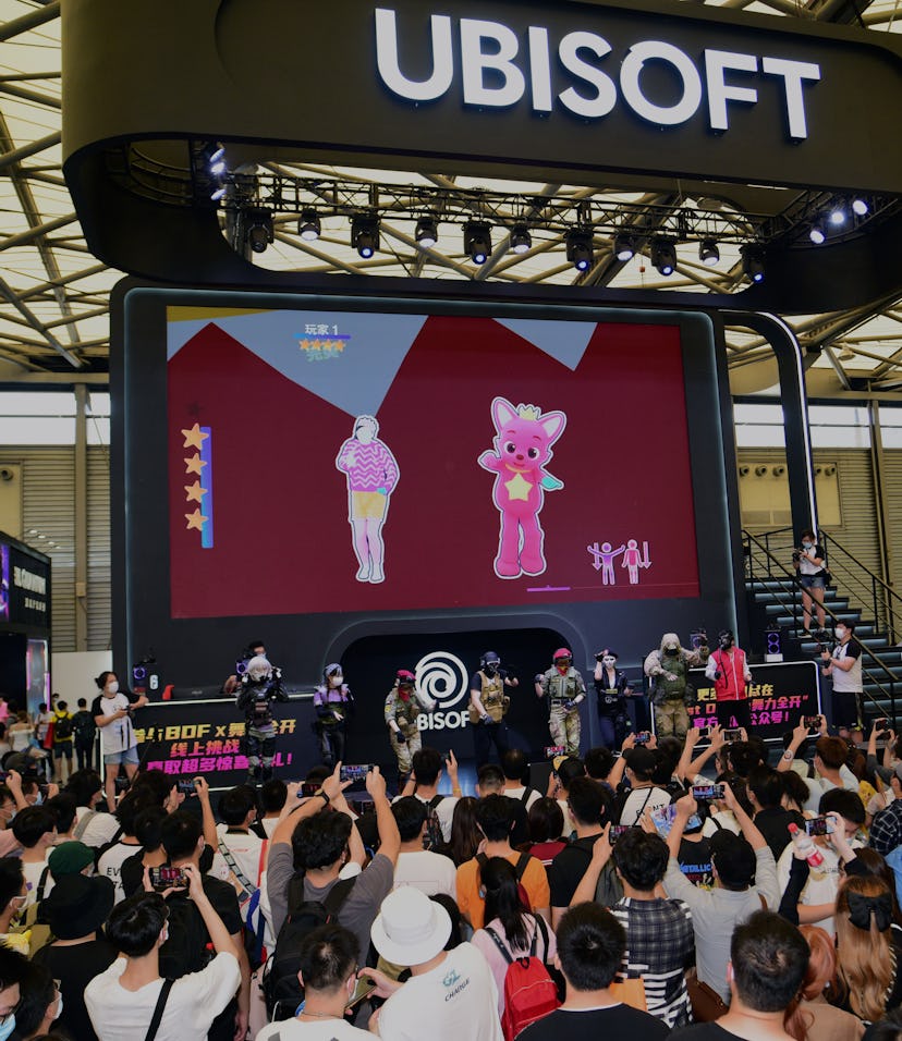 SHANGHAI, CHINA - AUGUST 02: People visit Ubisoft stand during the 2020 China Digital Entertainment ...