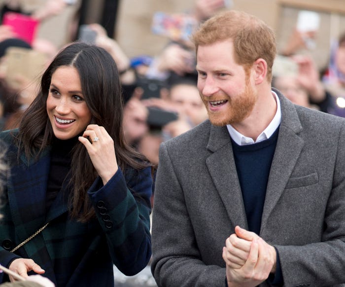 EDINBURGH, SCOTLAND - FEBRUARY 13:  Prince Harry and Meghan Markle visit Edinburgh Castle on Februar...