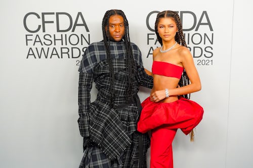 NEW YORK, NEW YORK - NOVEMBER 10: Law Roach and Zendaya attend the 2021 CFDA Fashion Awards at The G...