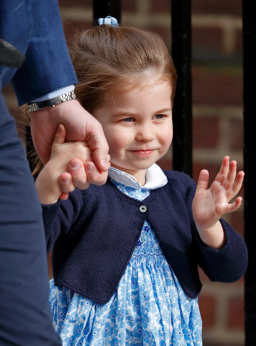 Princess Charlotte meets her baby brother for the first time.