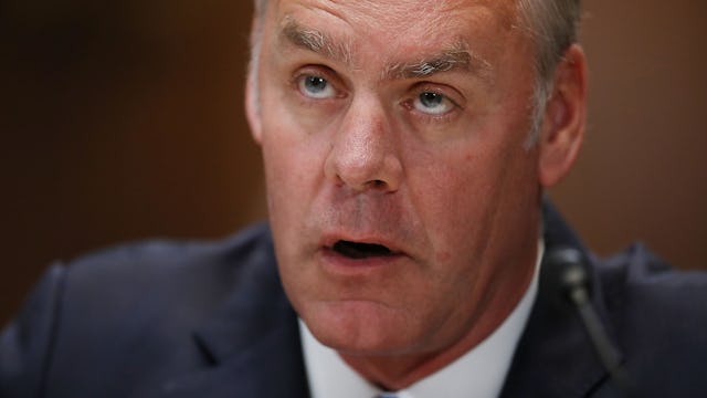 WASHINGTON, DC - MAY 10: U.S. Interior Secretary Ryan Zinke testifies beofre the Senate Appropriati...