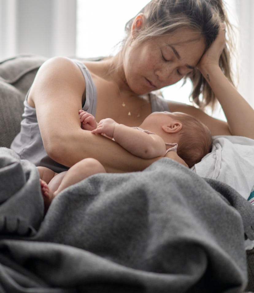 Postpartum fatigue can strike moms of newborns recovering from giving birth.