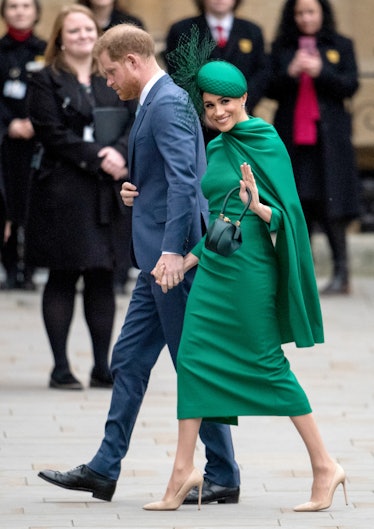 Meghan Markle wears Emilia Wickstead green dress, 2020.