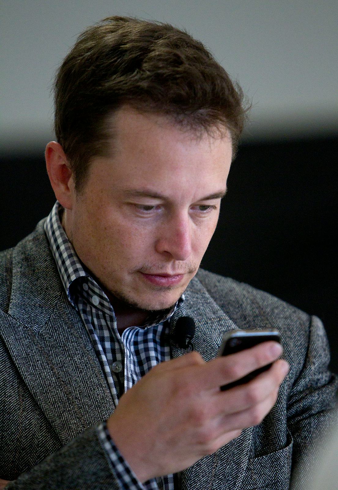 CEO Elon Musk waits for the start of the event as Tesla launched the Model S, at their factory in Fr...