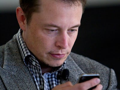 CEO Elon Musk waits for the start of the event as Tesla launched the Model S, at their factory in Fr...