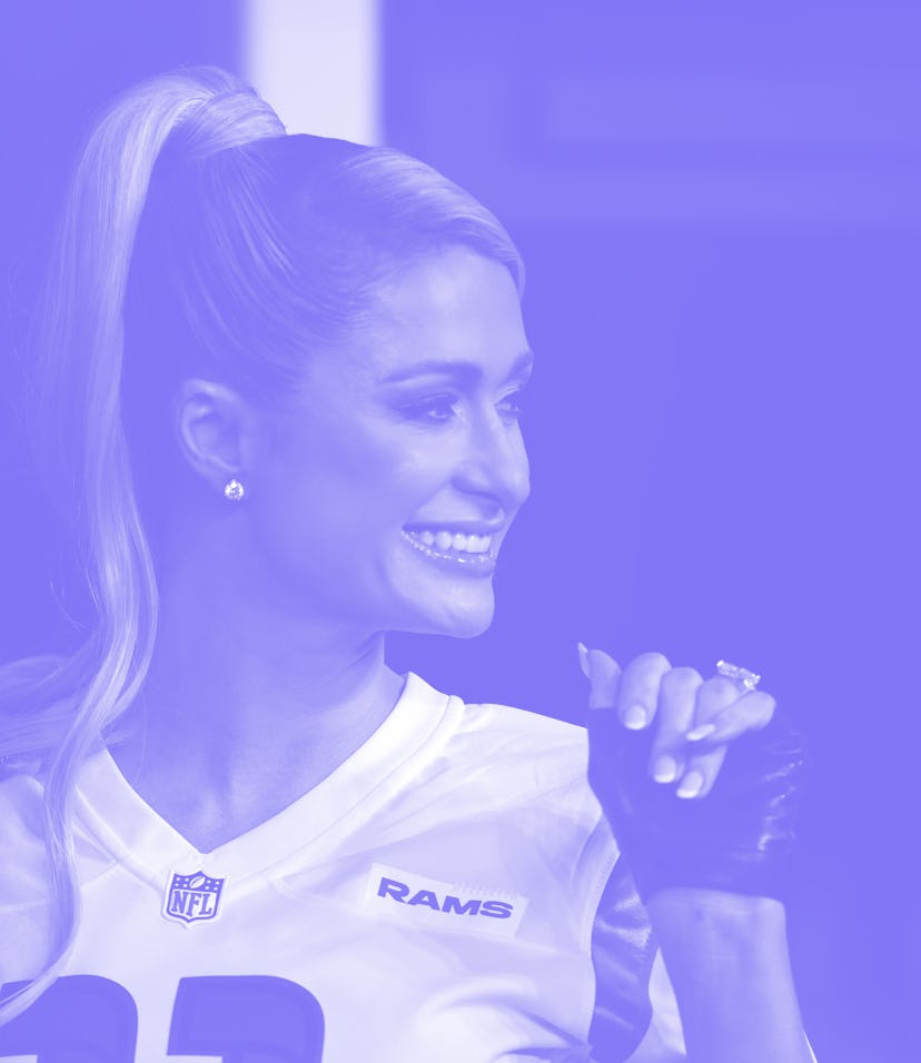 INGLEWOOD, CALIFORNIA - NOVEMBER 07: Paris Hilton attends a game between the Los Angeles Rams and t...