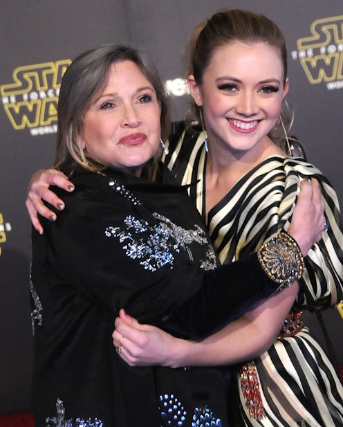 HOLLYWOOD, CA - DECEMBER 14:  (L-R) Actress Carrie Fisher and daughter actress Billie Lourd attend t...