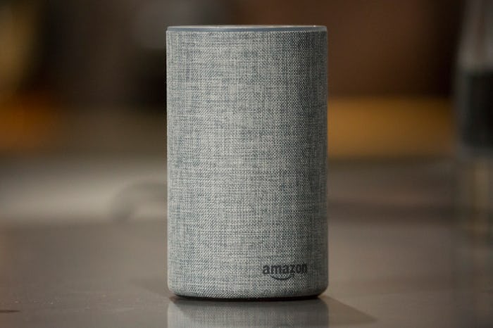 SEATTLE, WA - SEPTEMBER 27, 2017: The new Amazon Echo is seen during a product announcement event at...