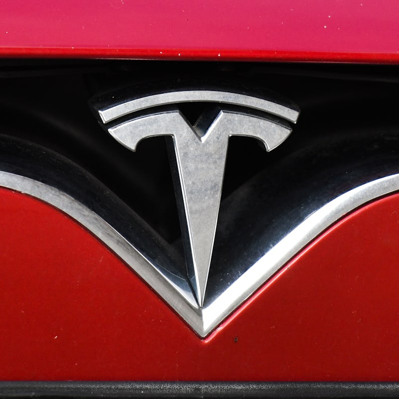 A logo of Tesla car.
On Friday, March 15, 2019, in Dublin, Ireland. (Photo by Artur Widak/NurPhoto v...