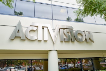 Sign on facade of office of videogame publisher Activision in the Silicon Beach area of Los Angeles,...